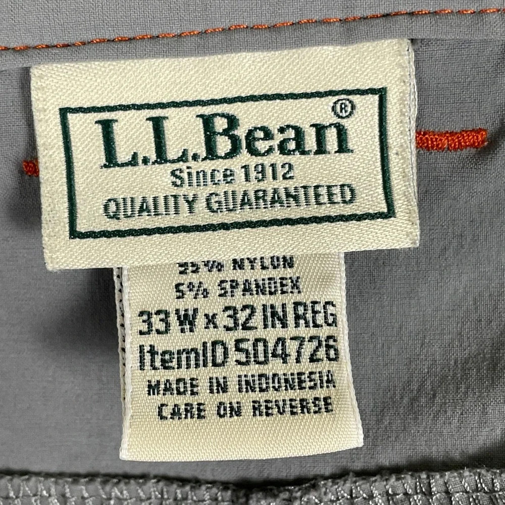 L.L. Bean Cresta Hiking Pants Mens 33x32 Gray Good Stretch Technical Outdoor
